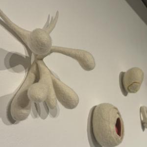 Some of the art that guests can touch to experience what felted wool feels like.