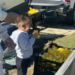 Sunniya enjoys the thousands of ducks. 