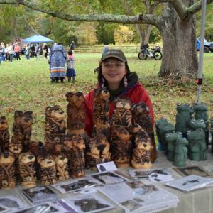 Emilie Hopkinson with her artwork. 