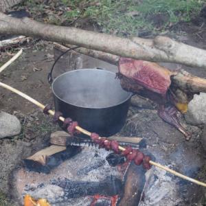 Food cooking in a traditional way. 