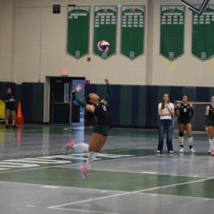 Brianna Ledesma Gassman serves the ball. 
