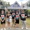 Students pose with teacher Robert Perrotti during the walking tour. Source: Robert Perrotti